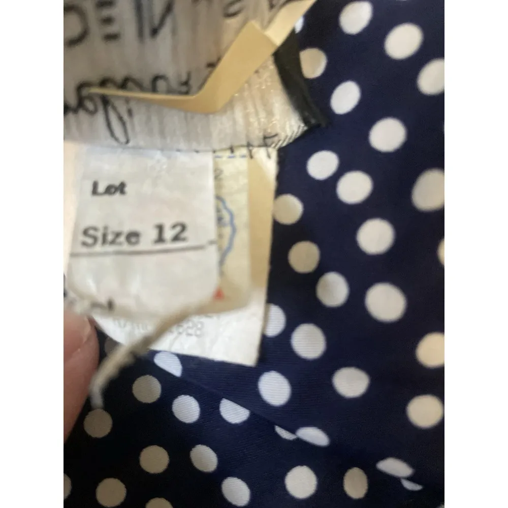 Vintage Breli Originals Navy Blue Polka Dot Dress ILGWU Union Made Dress Size 12 - Image 10