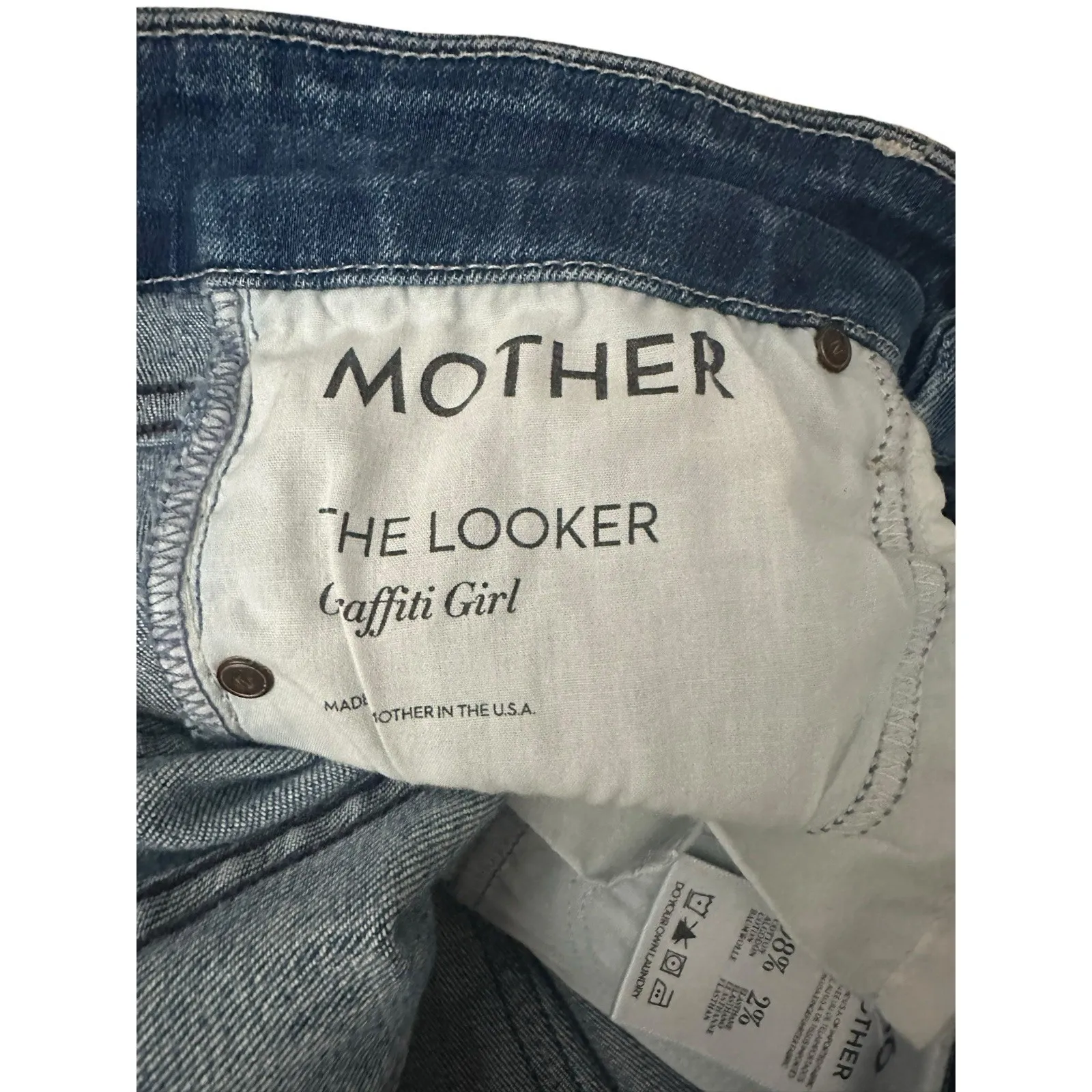 Mother Denim The Looker Jeans in Graffiti Girl Size 26 Stretch Jeans #O7 - Image 6