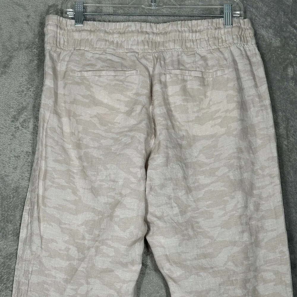Athleta Pants Womens 10 Tan Camo Cabo Tide Linen Jogger Travel Lounge Athleisure - Image 5