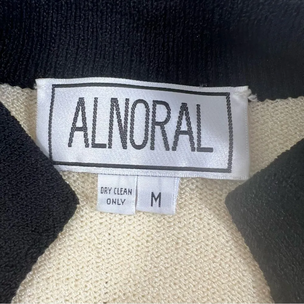 Vintage Alnoral Cream & Black Wool Blend Cardigan Sweater Black Size M - Image 4