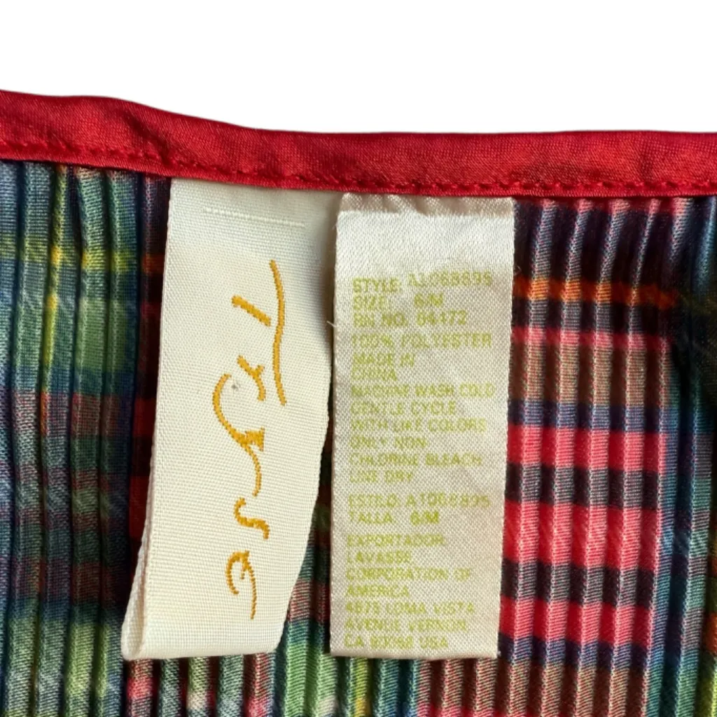 Tryst Red Green and Black Plaid Bow Cami‎ Sz M - Image 5