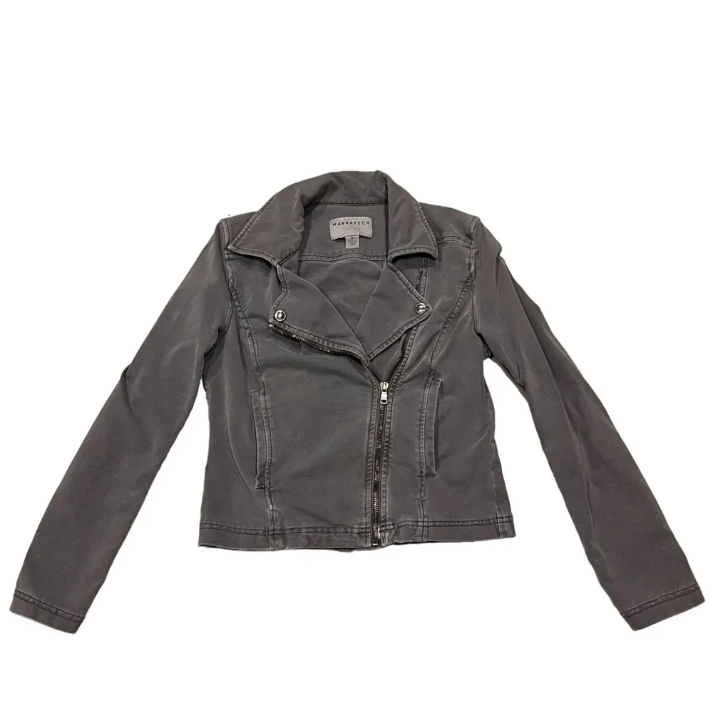 Marrakech Layla Gray Knit Asymmetrical Cropped Moto Jacket Size XS - Image 6