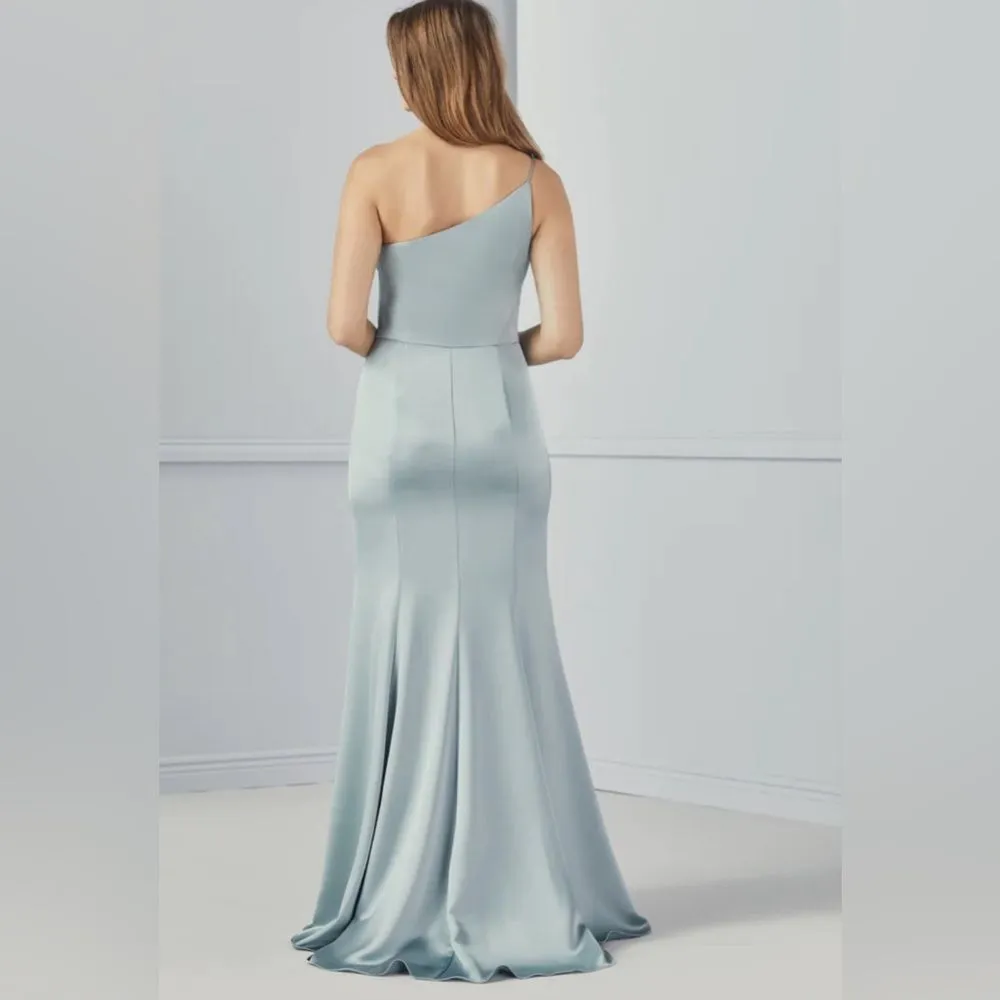 Amsale Kaia dove gray one shoulder formal dress size 14 - Image 7