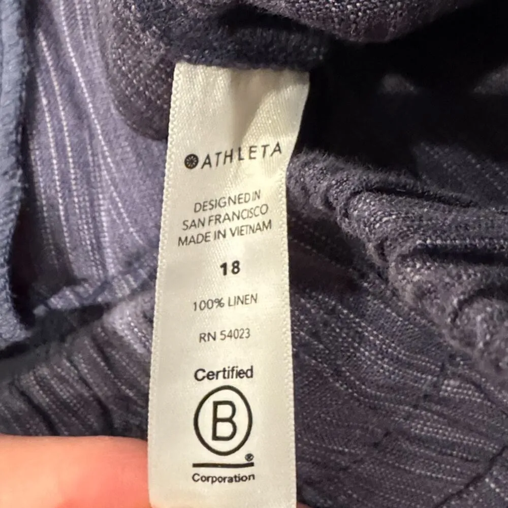 Athleta Cabo Linen Textured 4" Shorts Sz 18 Blue Plus Size Sustainable Comfy NEW - Image 5