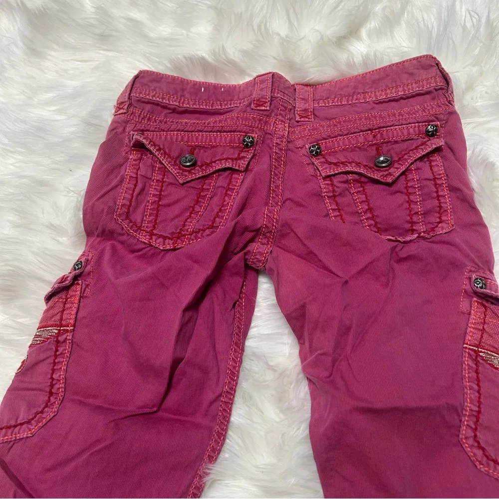 Rock Revival Red Casual Pants Relaxed Fit Cotton Capris A3 - Image 2