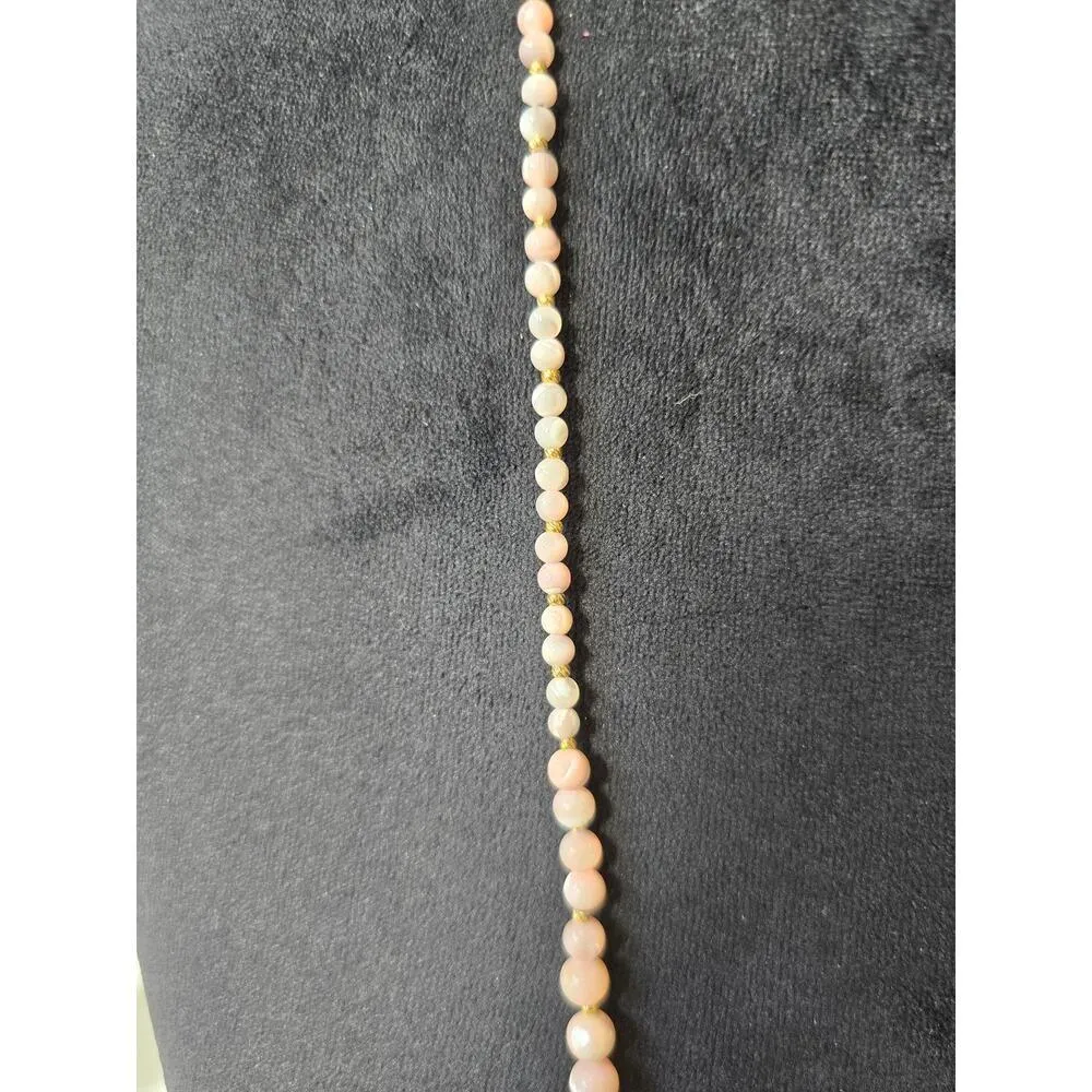 Women's Pink Swirl Beaded Necklace with Vintage Fish Hook Lock Elegant Design Gold - Image 5