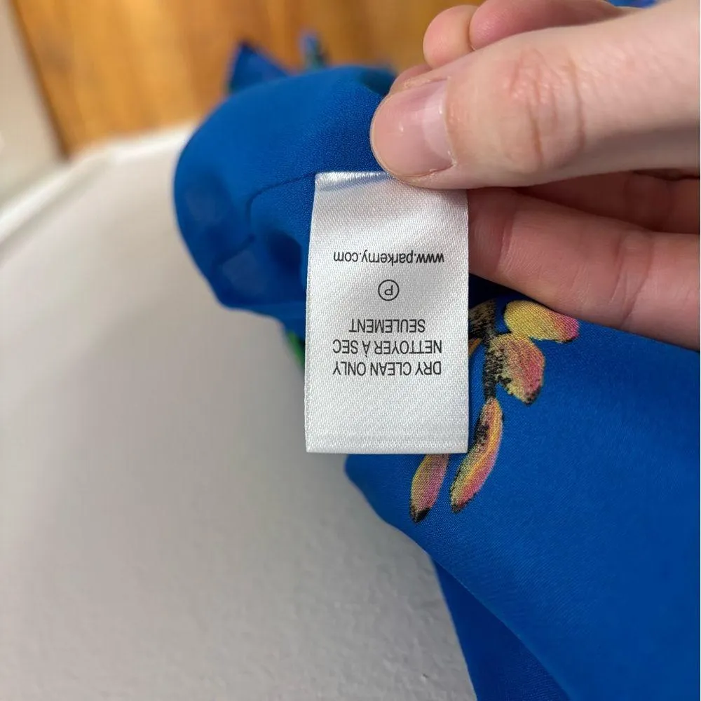 Parker Sleeveless Halter High-Low Ruffle Dress in Blue Floral - Size 6 - Image 7