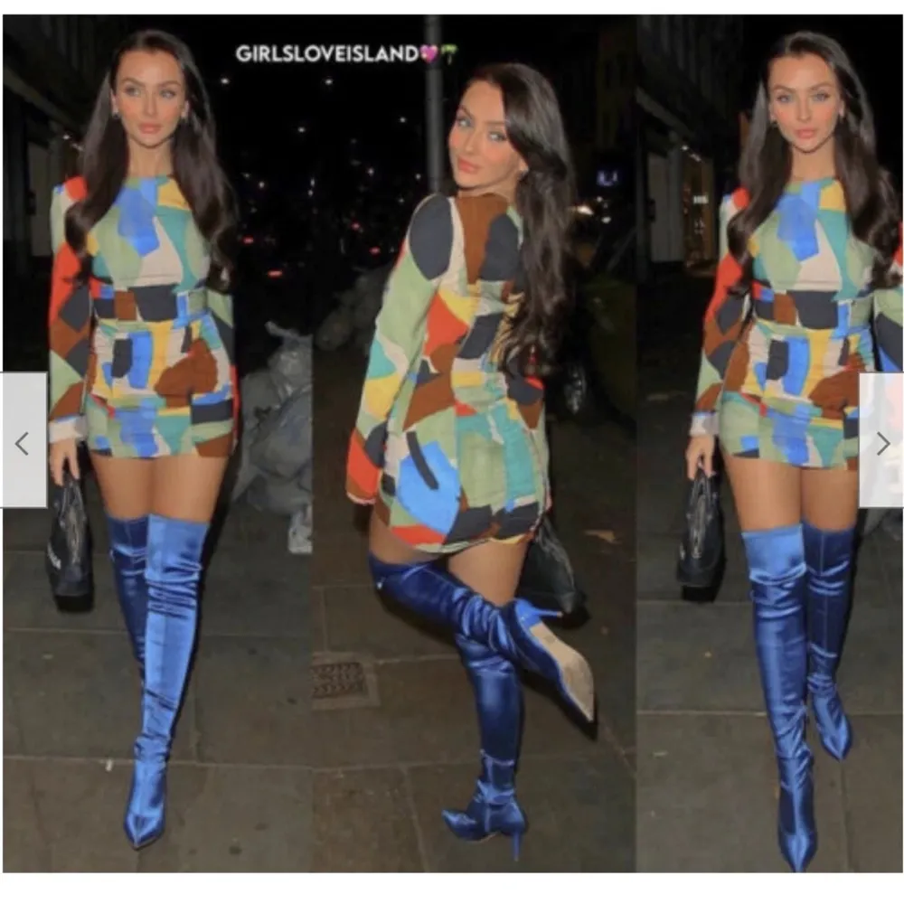 ZARA Abstract Colourful Ruched bodycon Mini Dress long sleeve Bloggers Fave 80s - Image 12