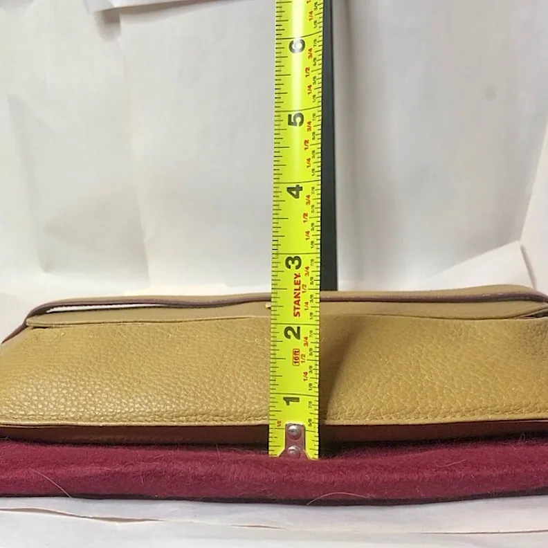 CARTIER Front Flap Clutch In Wine & Golden Tan Tumbled Leather w/ DUST BAG - Image 9