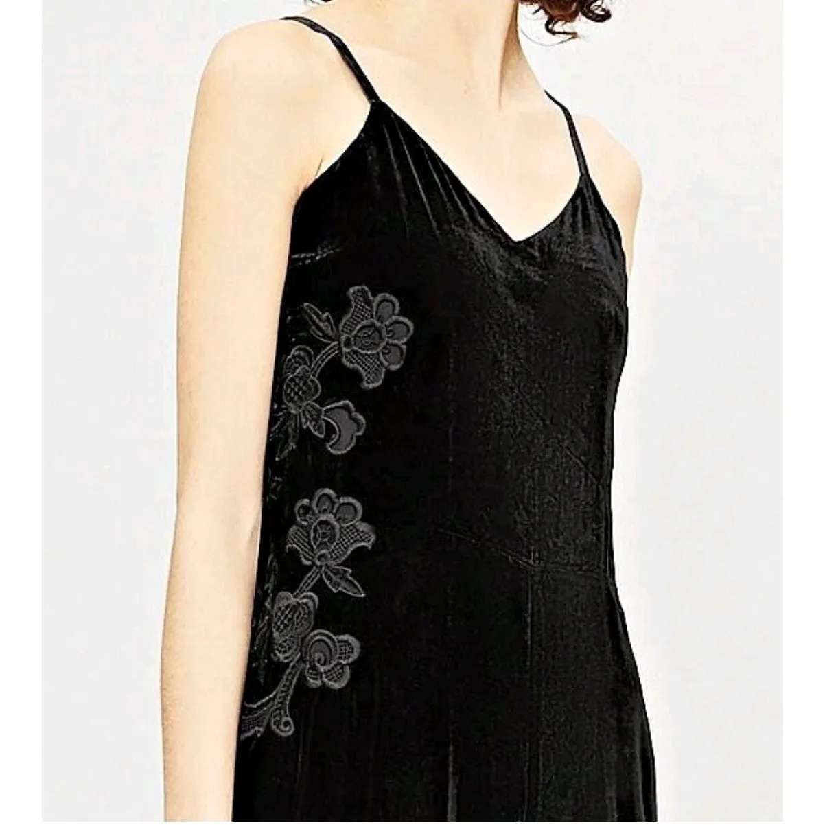 Sandro Paris Emilia Lace-Embroidered Straight-Leg Velour Jumpsuit US S/FR38 $445 - Image 2