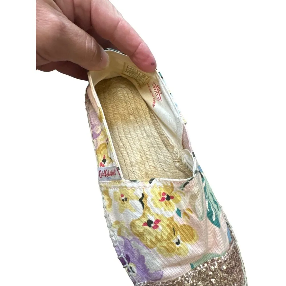 Cath Kidston Womens Floral Glitter Espadrilles Size 7 Yellow - Image 9