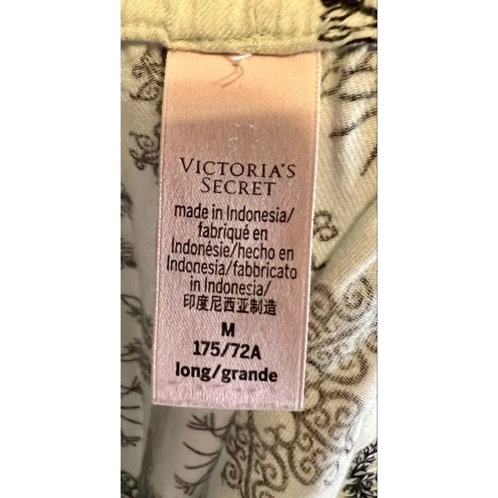 Women's Victoria's Secret Pajamas M Light Green Black Snowflake - Image 4