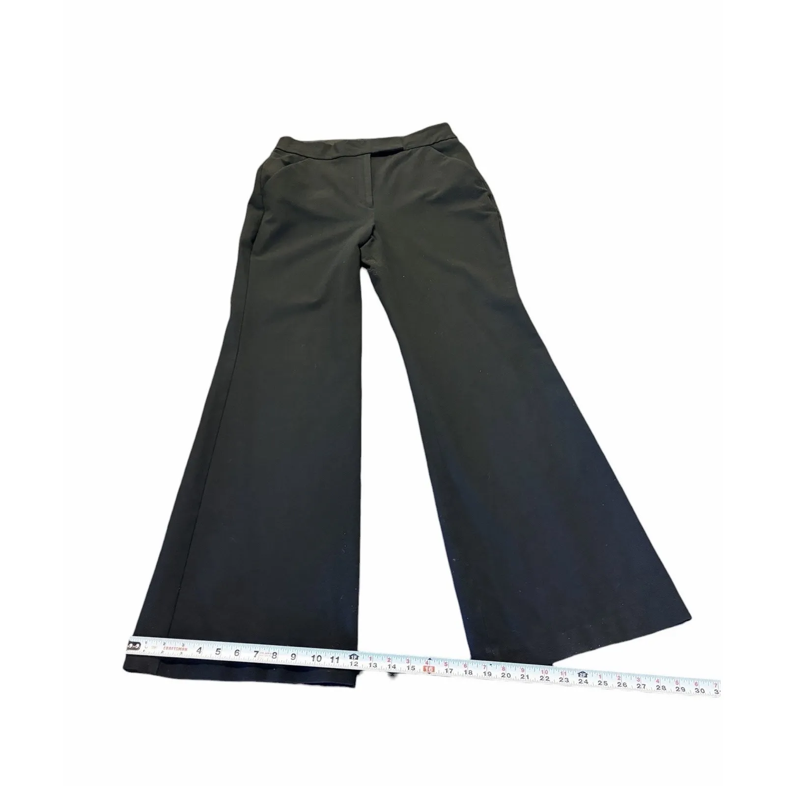 Express Flare Trouser Super High Rise Womens 12R Black Dress Pants Wide Leg - Image 6