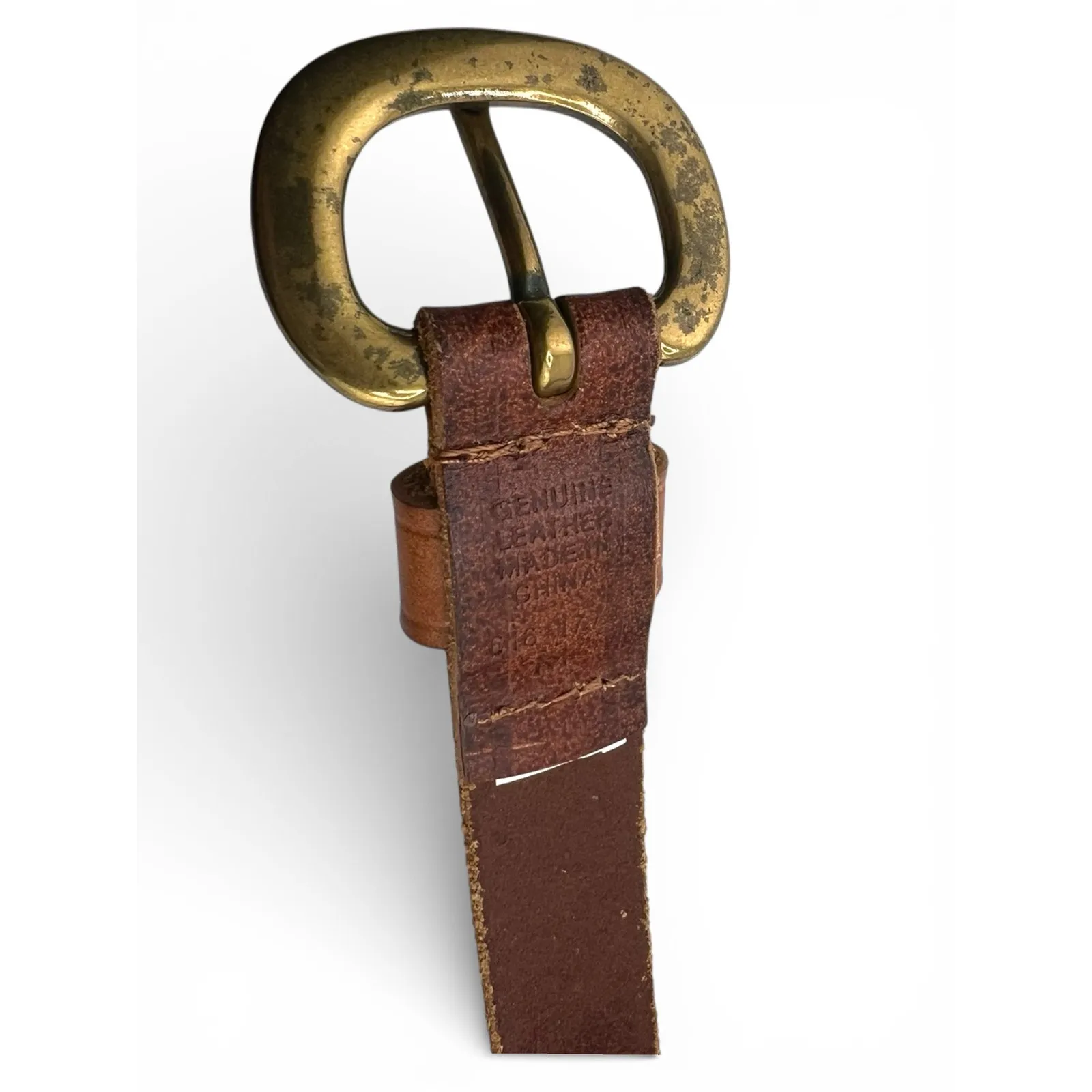 Vintage 90's  Fossil women's M studded leather belt brown brass buckle - Image 3