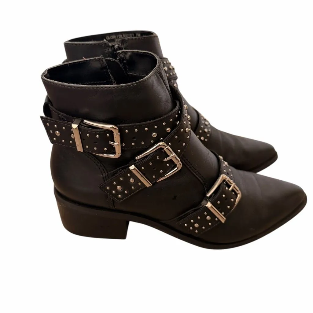 Steve Madden black studded rock leather Moto "Glori" boots women US 7M - Image 2