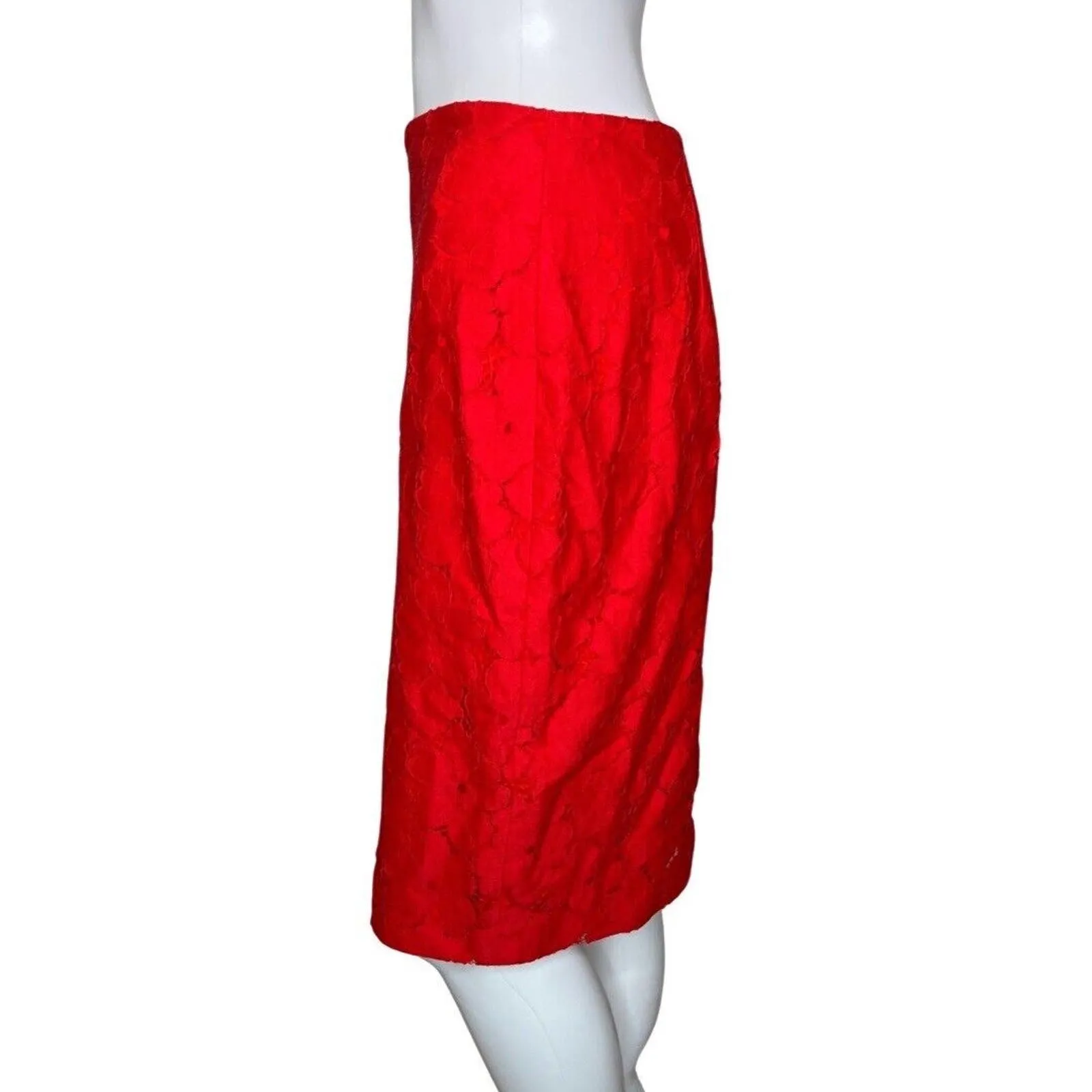 Banana Republic Skirt Womens 2 True‎ Red Lace Pencil Skirt Straight Career Party - Image 3
