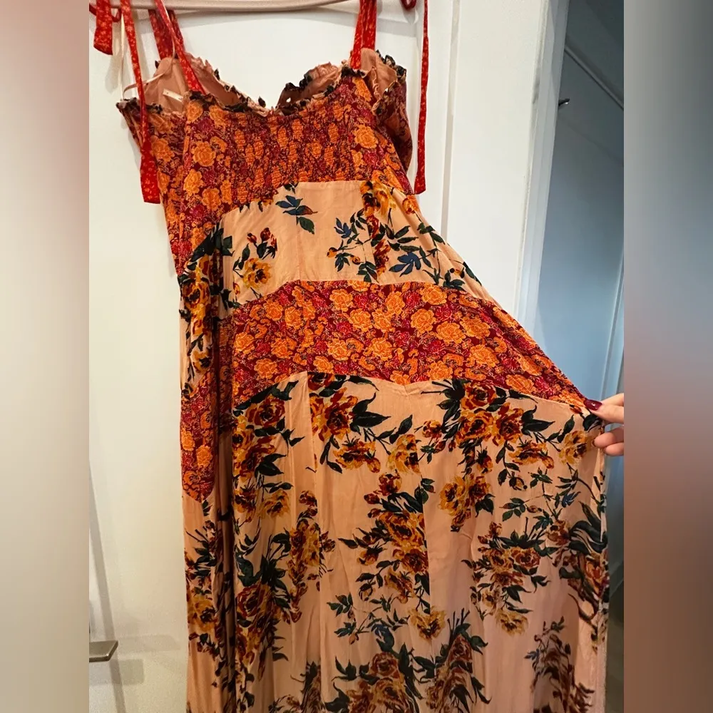Free People Lover Boy Patchwork Maxi Dress Peach Size 10 Taylor Swift Boho - Image 9