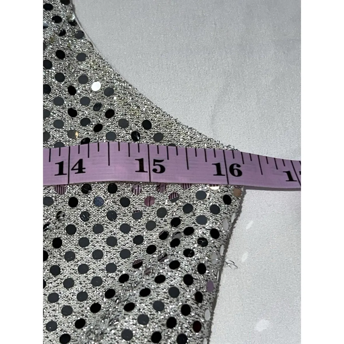 Vintage Y2K Rhapsody Silver Sequin Metallic Sheath Party Dress Women’s 10 - Image 9