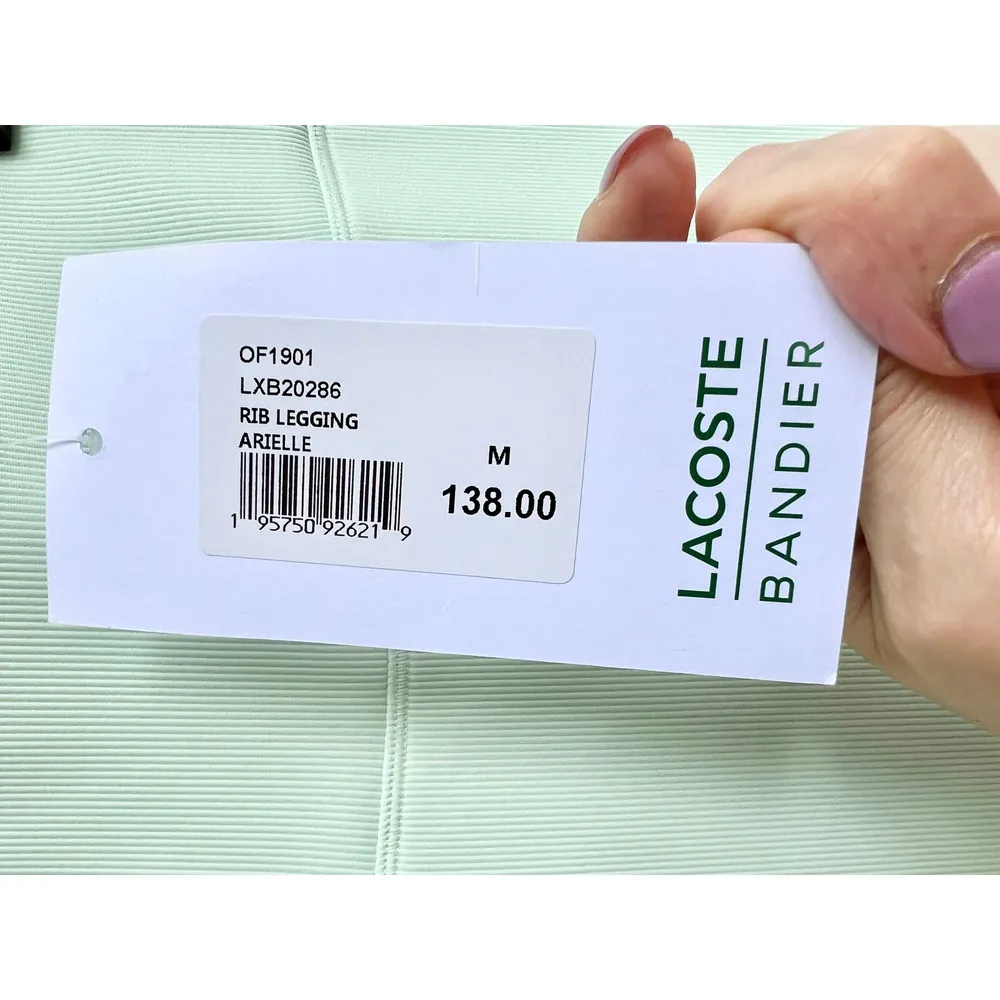 NWT Lacoste x Bandier High Waisted Rib Arielle Leggings Green Women's Medium - Image 5