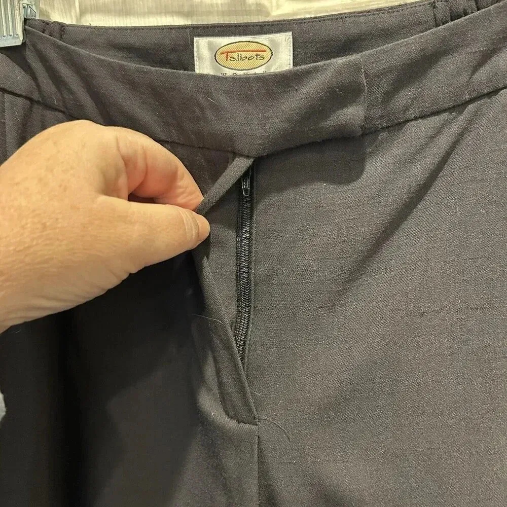 Vtg Talbots Woman 14W Gray Wool‎ Fully Lined Pants Slacks Made In Japan - Image 3