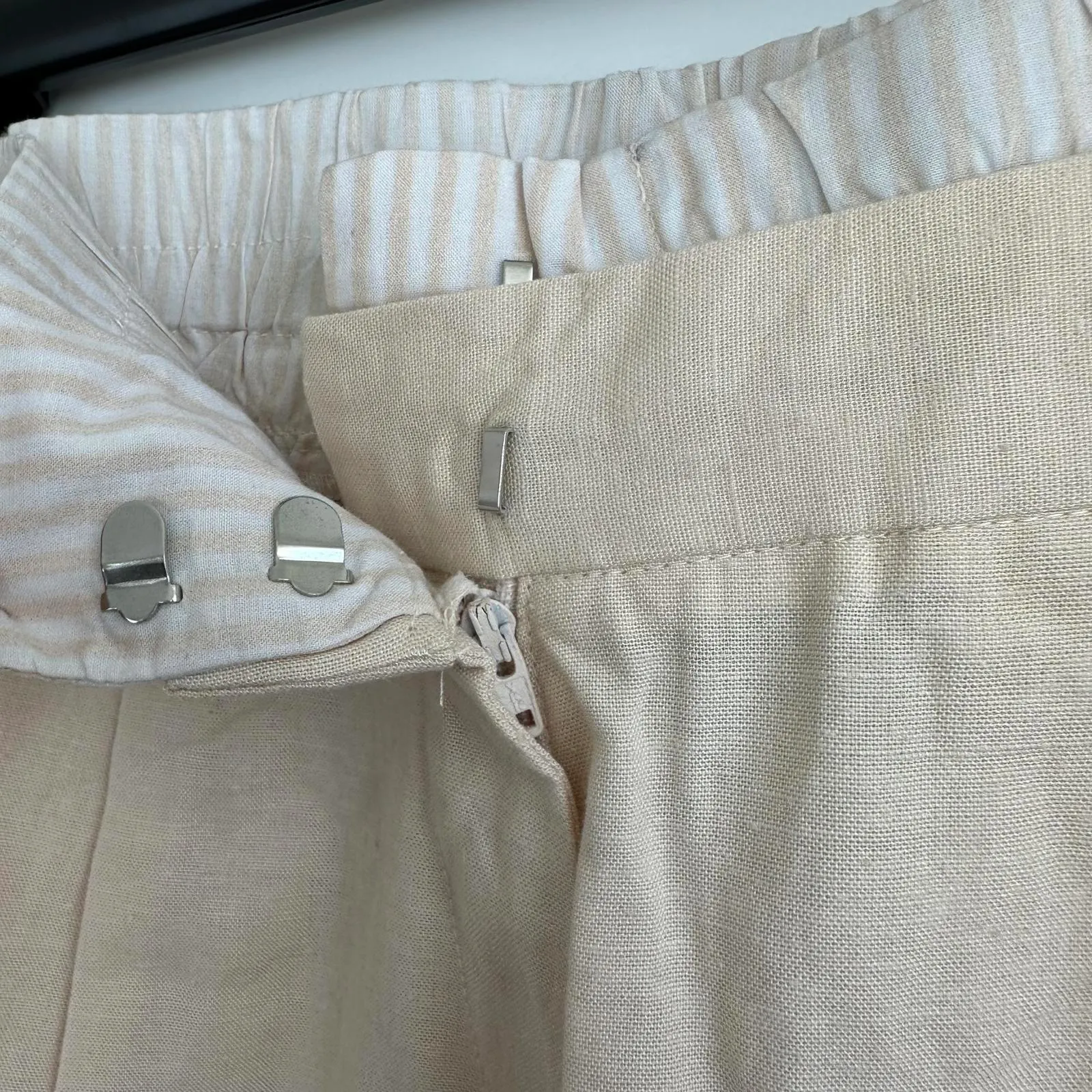 Vigoss Cotton Linen Blend Boxer Waist Trouser Shorts NWT XS Beige - Image 7
