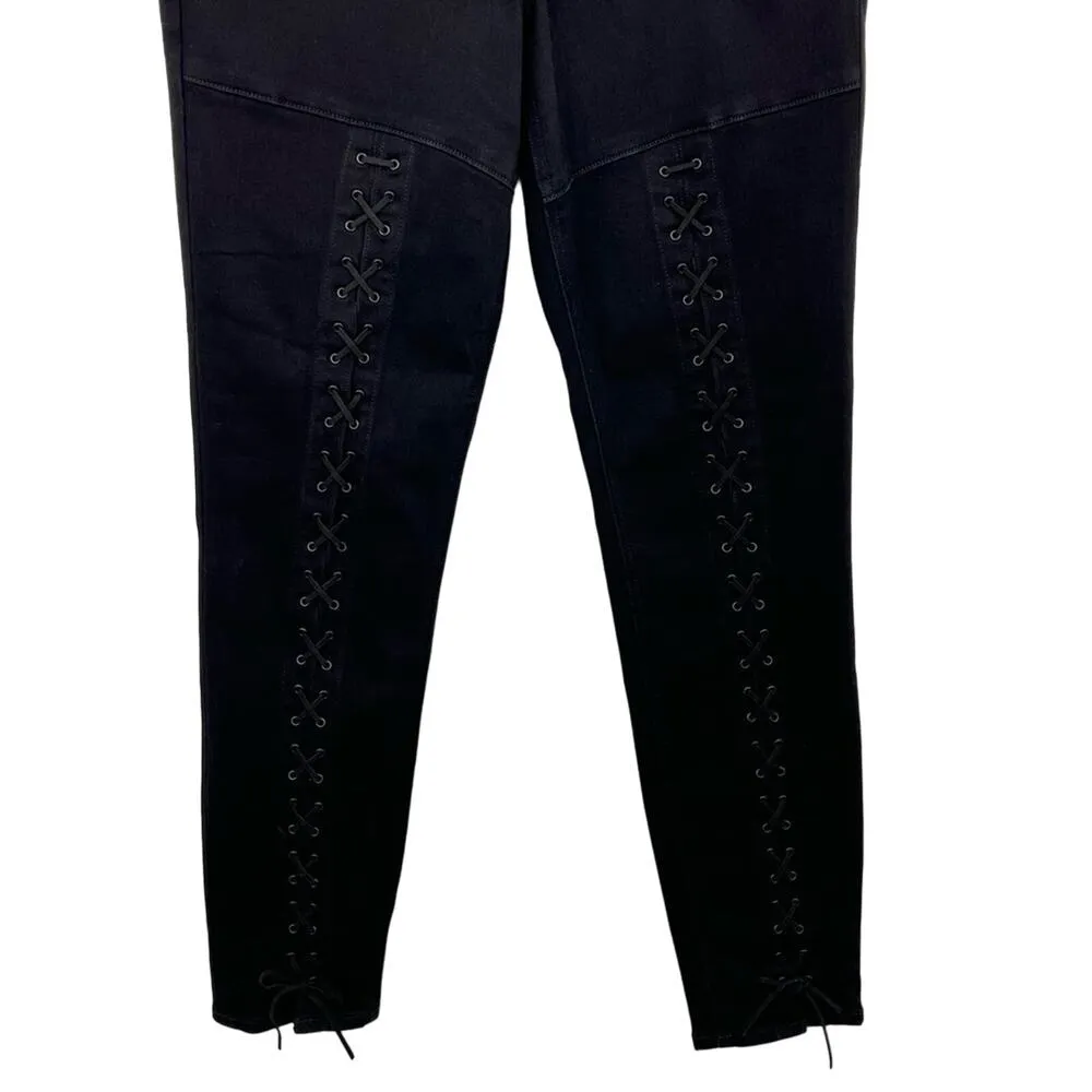 Express black high rise lace up stretch ankle legging jeans 10R - Image 4