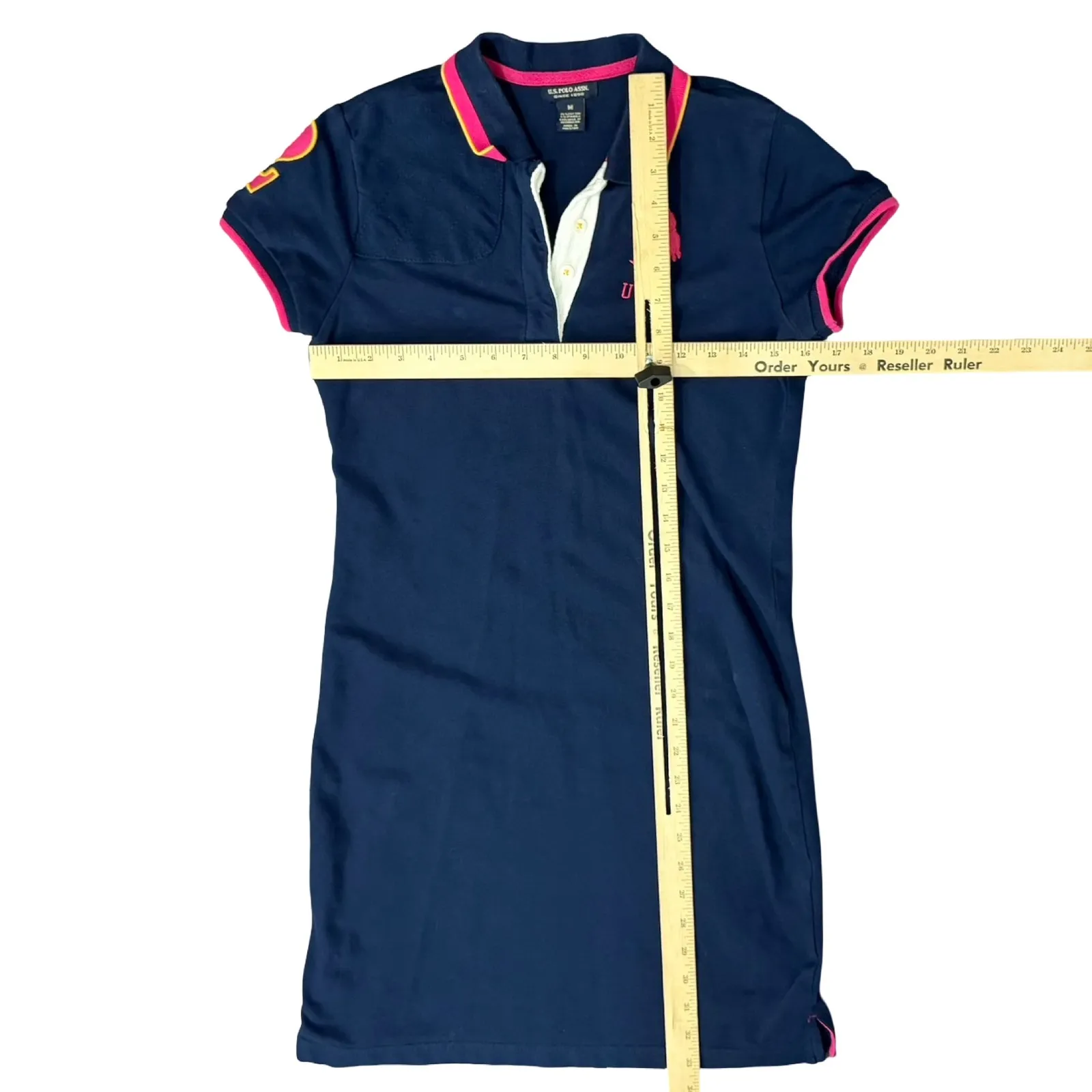 US Polo Association Blue Pink Short Sleeve Embroidered Polo Shirt Mini Dress M - Image 3