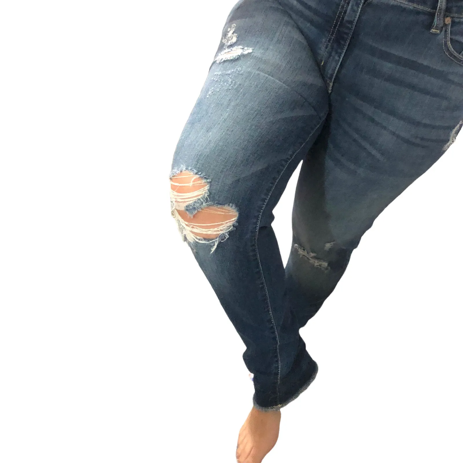 Kan Can (31) Annalise Skinny Distressed Scissor Hem Jeans - Image 7