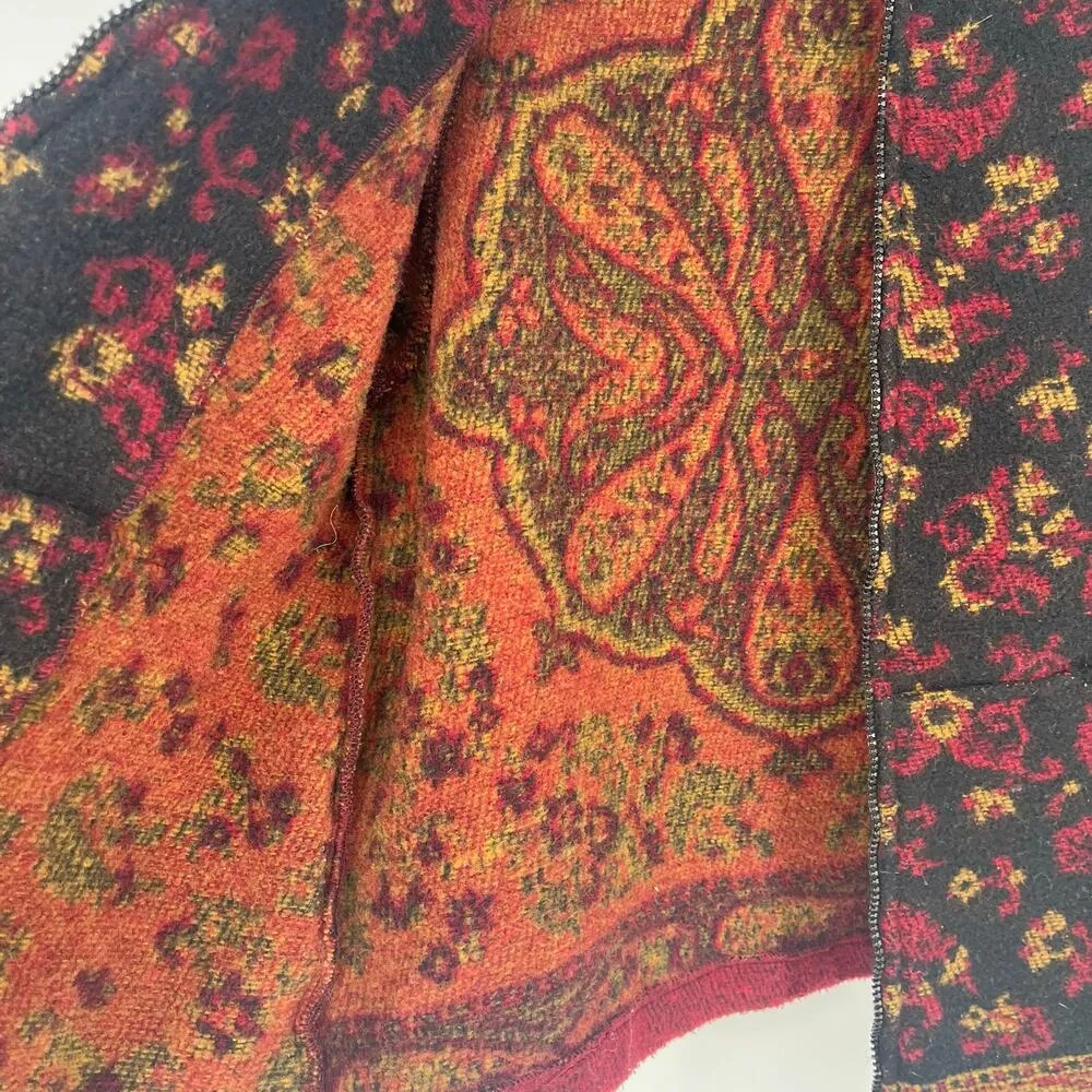 IVY Tapestry Full Zip Jacket Black Red Paisley Pockets Mock Neck Size Medium - Image 4