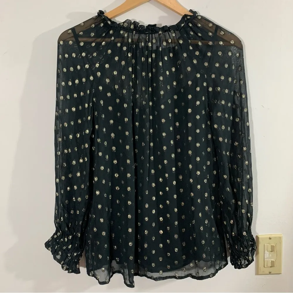 Velvet by Graham & Spencer Krista Metallic Gold Dot Sheer Boho Top - Image 12