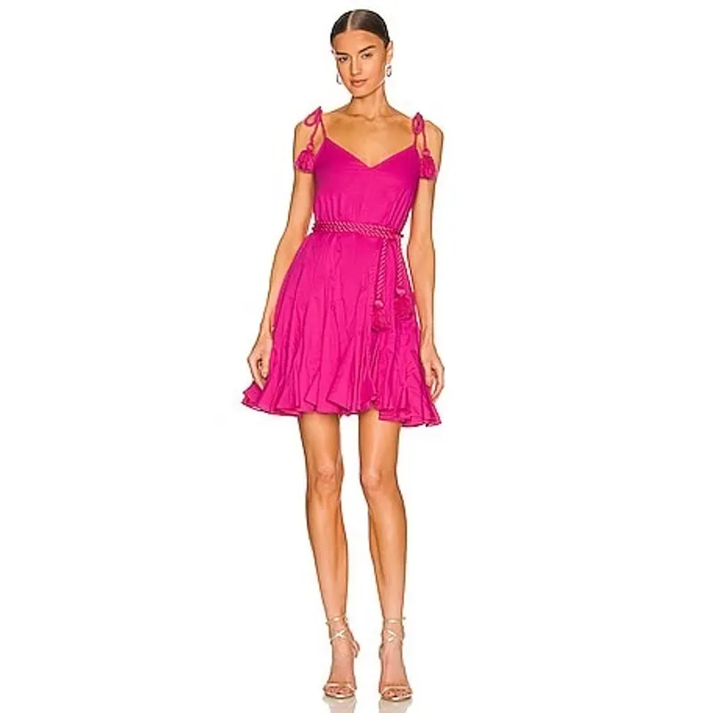 RHODE Hot Pink Casey Tassel End Belted Cotton - Image 15