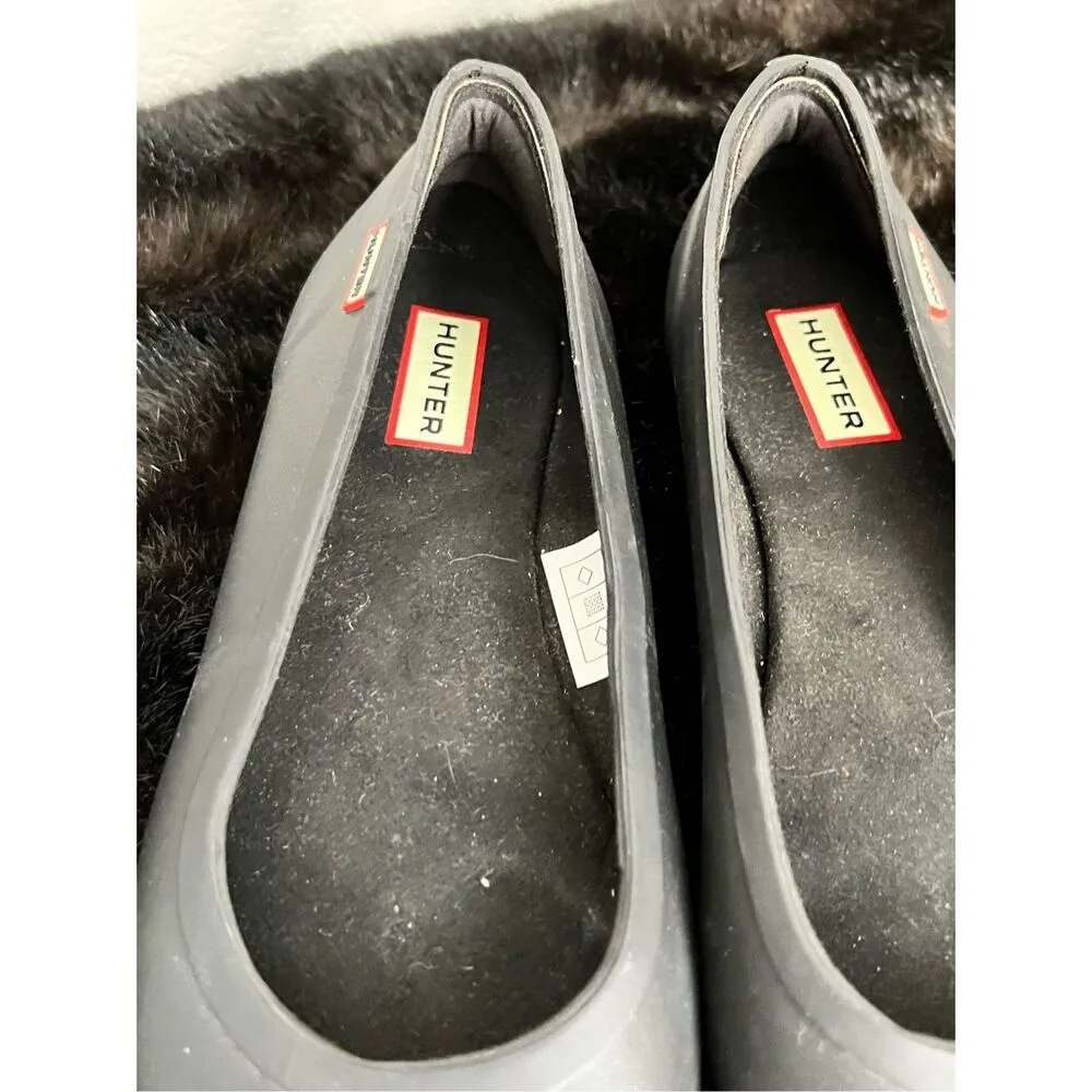 Hunter Womens Ballet Flats Sz 7 black  Packable Waterproof Original Tour - Image 3