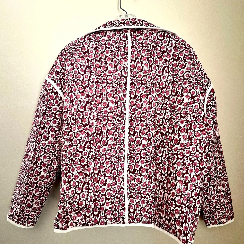 Pink Floral Cropped Puffer Jacket Size Small NWT‎ - Image 6