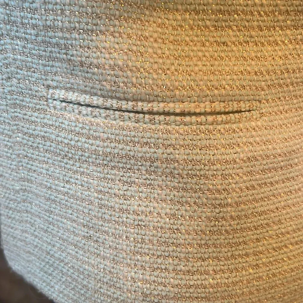 Pale Green Yellowish Cropped Boucle Biker Jacket Size 0 US Size 2 - Image 7