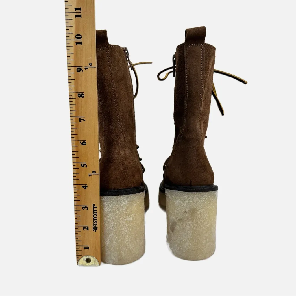 Free People Dylan Lace Up Boots Womens 36/ US 5.5 Brown Suede Leather Chunky - Image 11