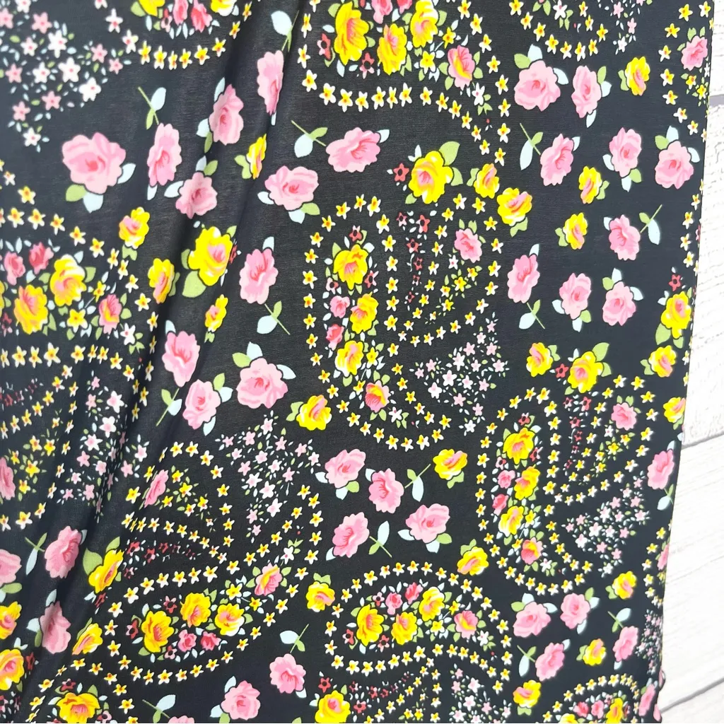 Paty Moda Intima Black Pink & Yellow Floral Paisley Bra Top Nightgown Size Large - Image 7