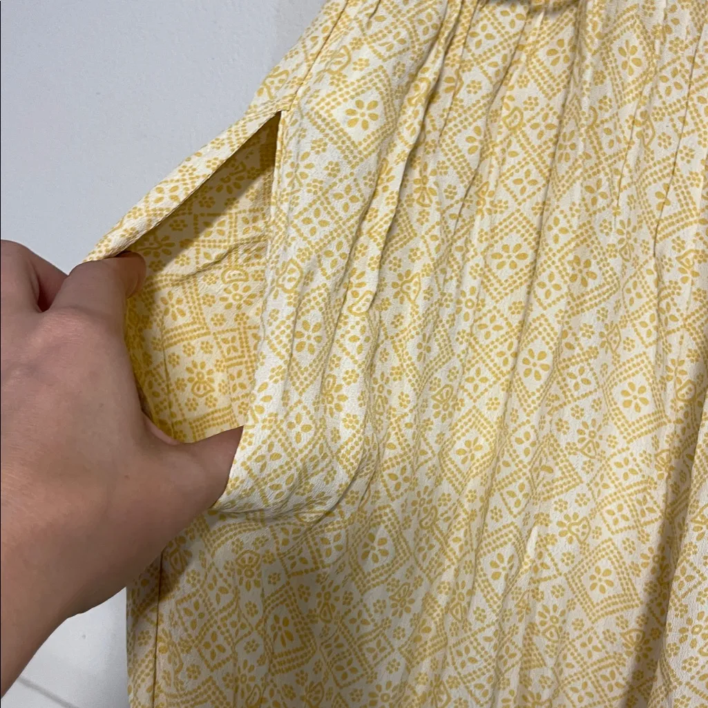 FREE PEOPLE LITTLE OF YOUR LOVE YELLOW WIDE LEG SMOCKED JUMPSUIT MEDIUM - Image 8