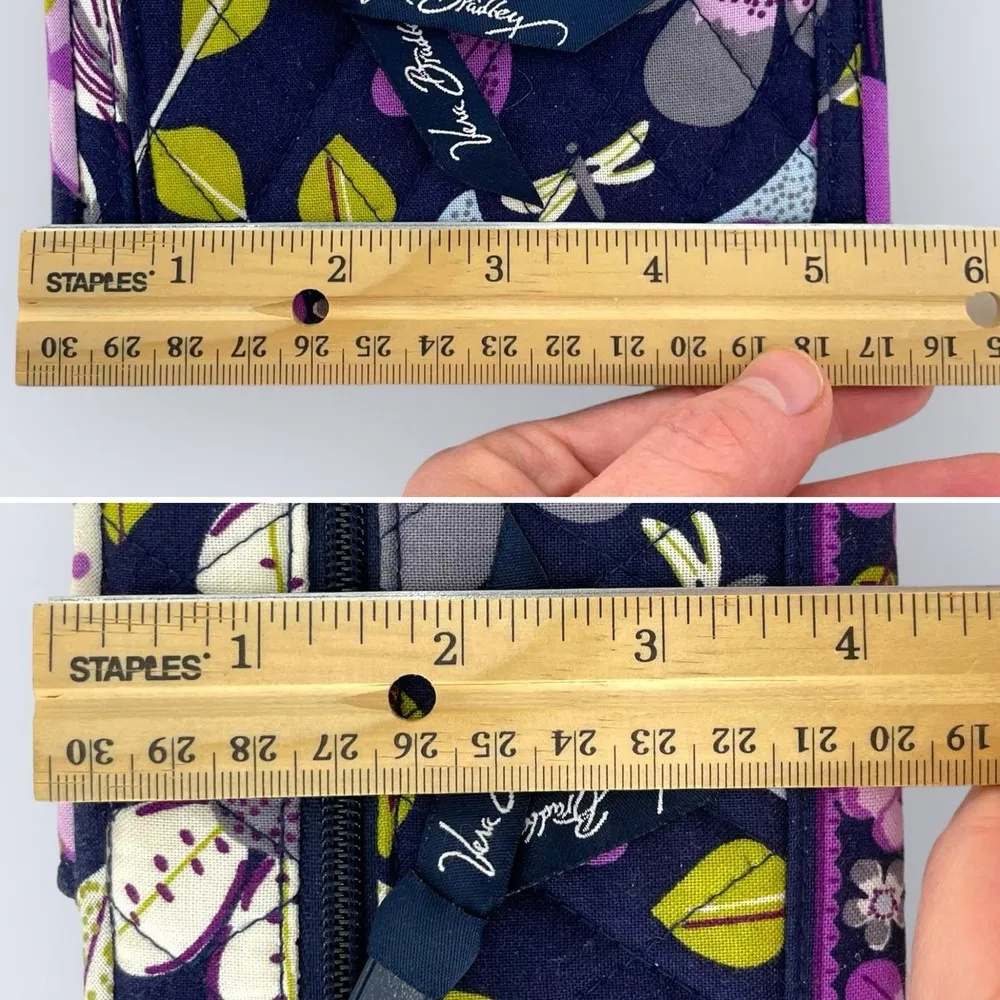 Vera Bradley Floral Nightingale Purple Green Floral Snap Bifold Wallet 5" x 4" - Image 8