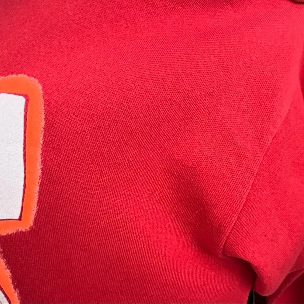 Vintage 80’s Guess Boxy Neon Rainbow Graffiti Spell Out Sweatshirt Large Red - Image 7