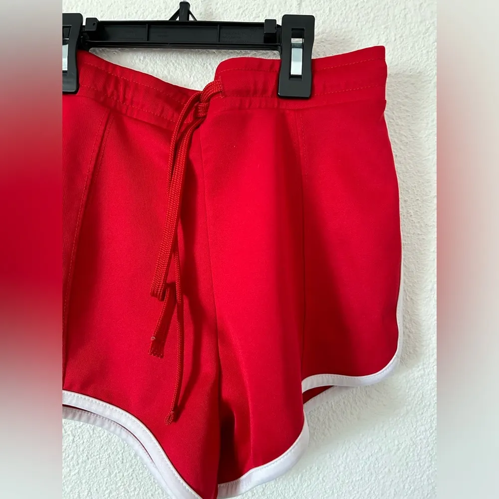 Zara contrast piping shorts sporty old school style red Sz small - Image 5