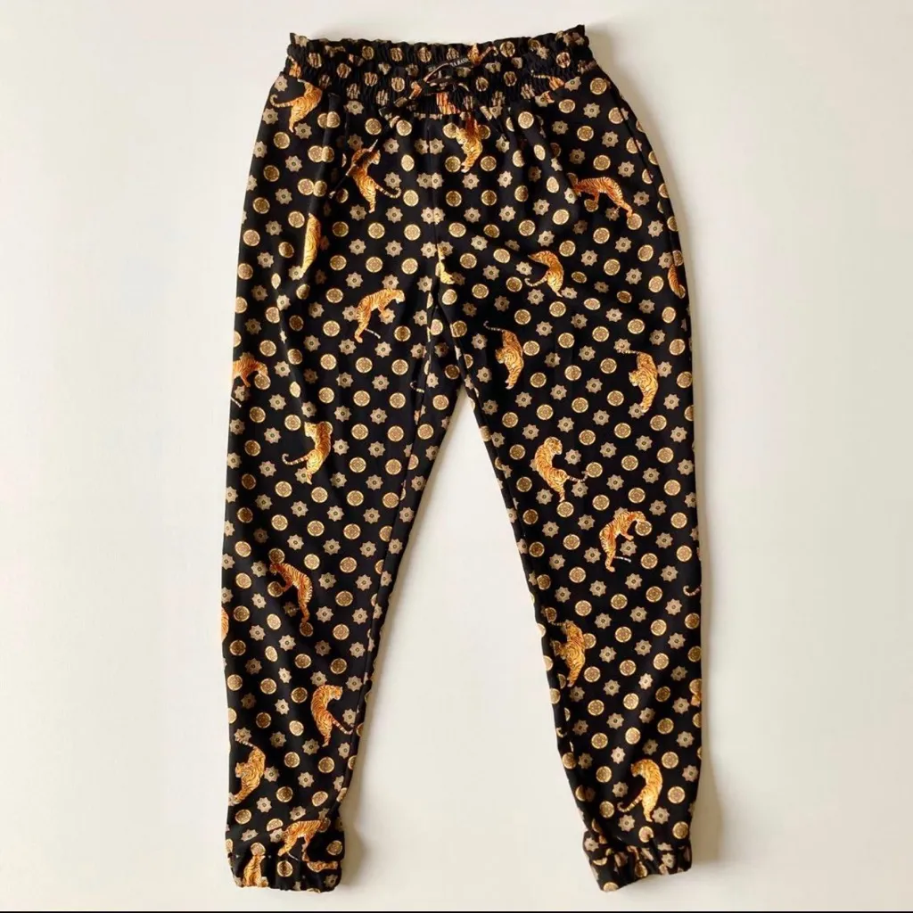 Zara Black and Gold Patterned Joggers - Image 2