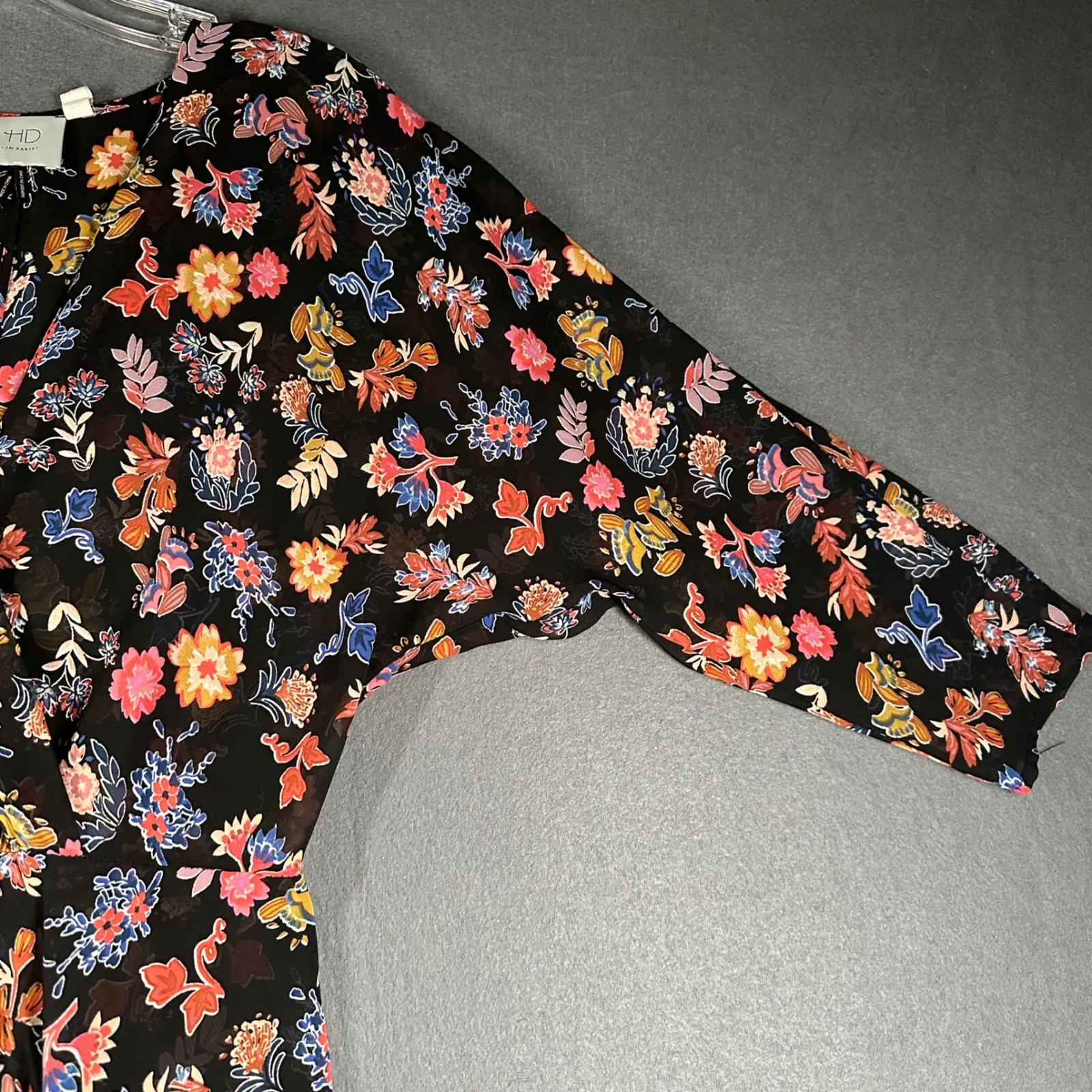 Anthro HD in Paris Maxi Dress Womens US 4 Sheer Floral Chiffon Cottage Peasant - Image 6