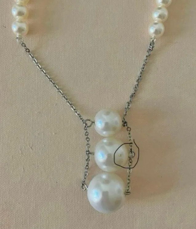 Pearl Drop Choker Necklace Vintage “Calais” Silvercore Classic  Remade - Image 2