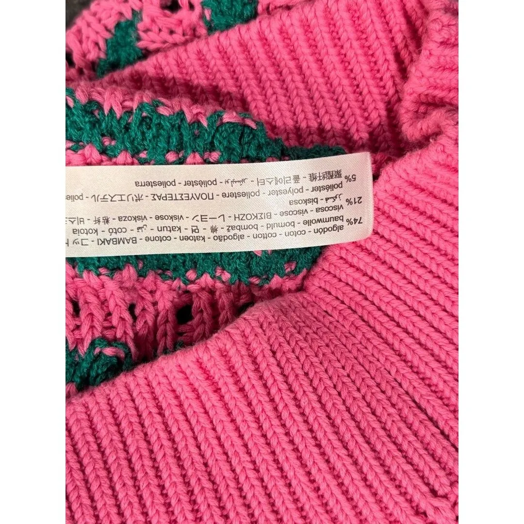 NWT ZARA Womens Cardigan Pink Striped V Neck Cropped Short Sleeve Sweater Small - Image 10