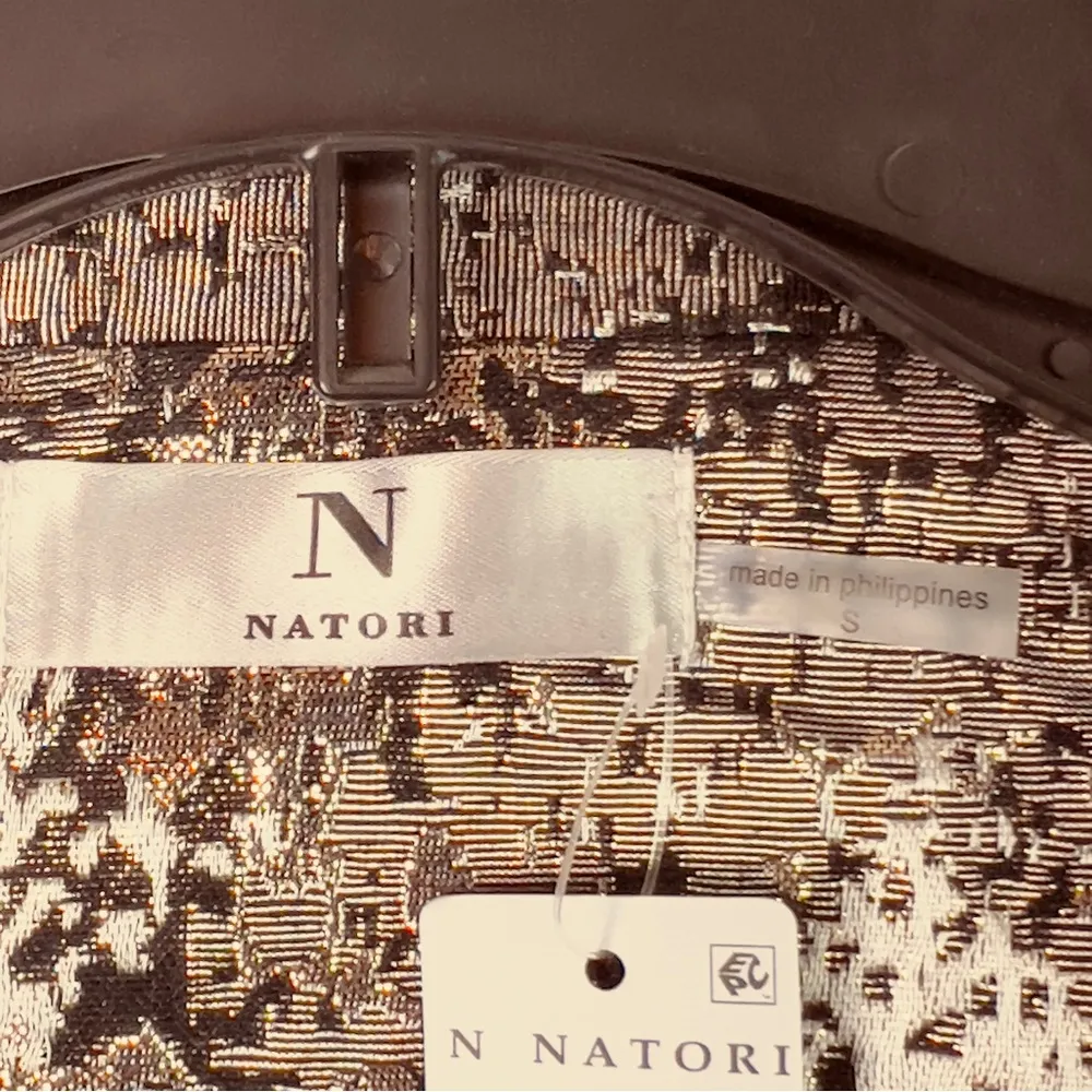 Natori Small Metallic Jacquard Lined Long Sleeve Open Front Jacket Faux … - Image 7