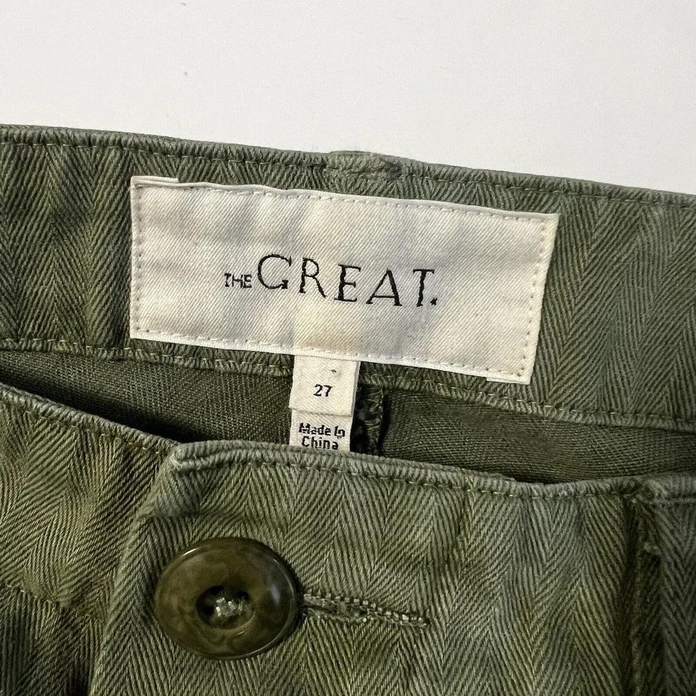 The Great  Sz 27 The Herringbone Trooper Slouchy Pants Army Green - Image 6