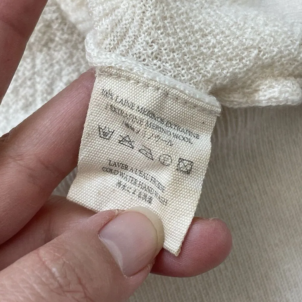 Le Mont St Michel 100% merino wool V Neck Crop Sweater Cream (s) quiet luxury - Image 5