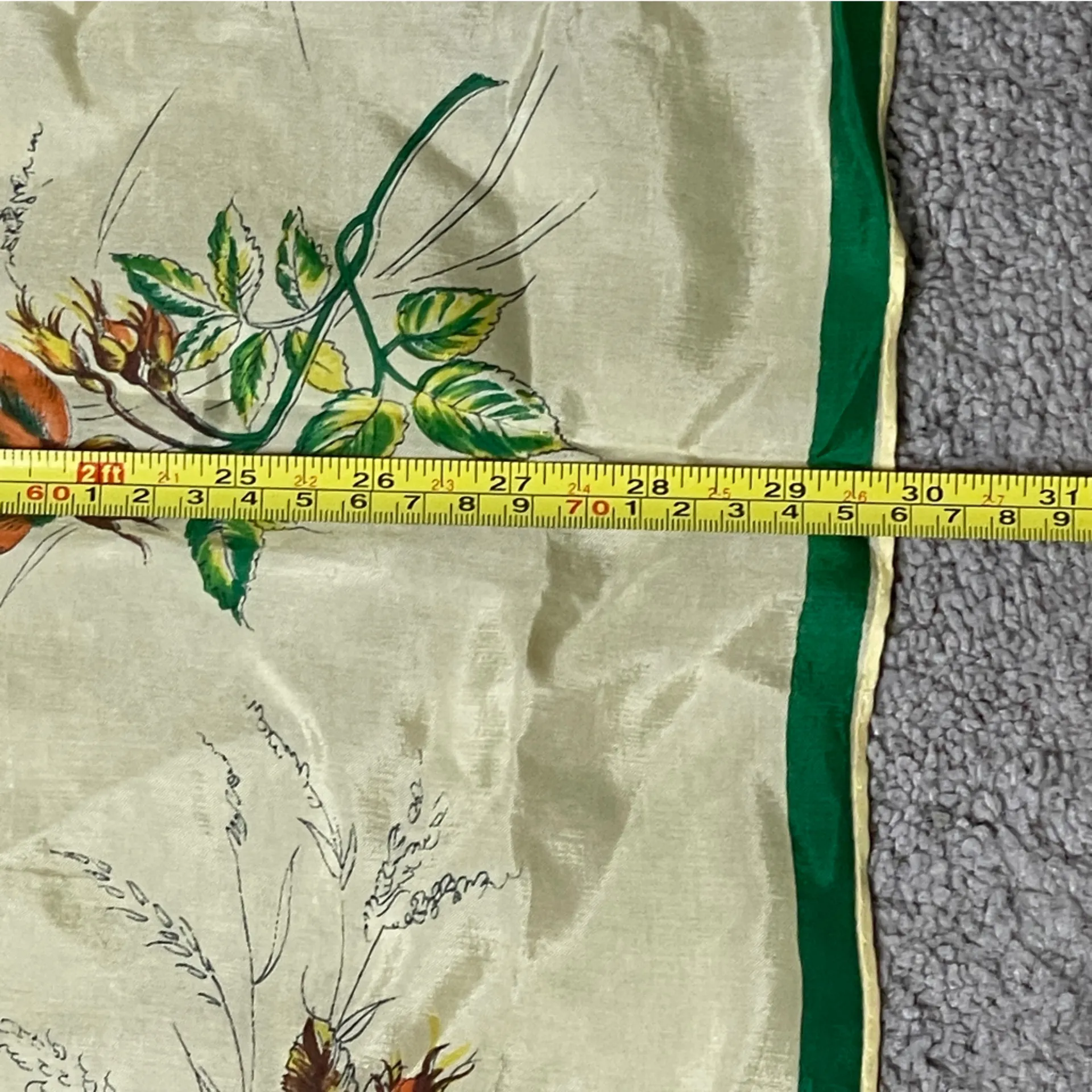 Vintage Yellow & Green Floral Scarf‎ - Image 11