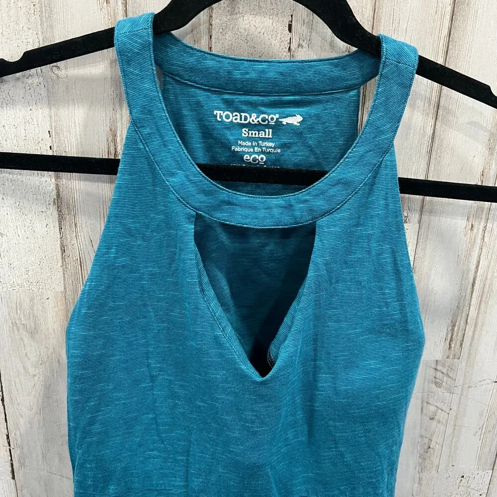 Toad & Co Teal Avalon Tank Stretch Jersey Fit & Flare Sundress Pockets Small - Image 2