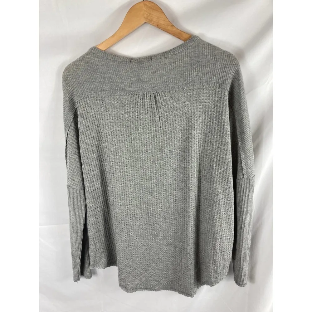 NWT Gibsonlook waffle knit button henley shirt Medium heather grey - Image 5